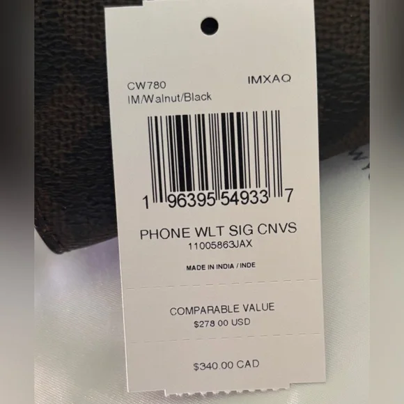 NWT Coach Phone Wallet In Signature Canvas Walnut - Picture 4 of 8